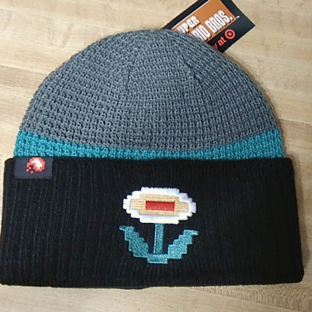Super Mario Fire Flower Beanie NWT